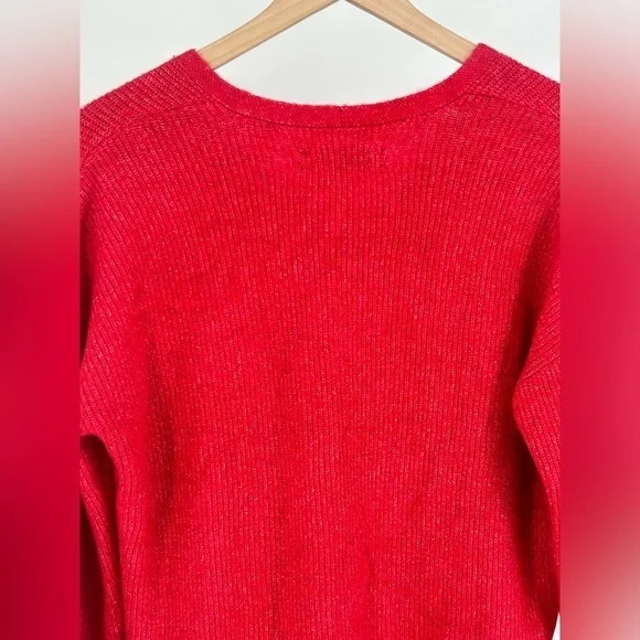 "NWT" Loft Ribbed V-Neck Pullover Sweater- Red- Women's Size Small‎ - Picture 7 of 10